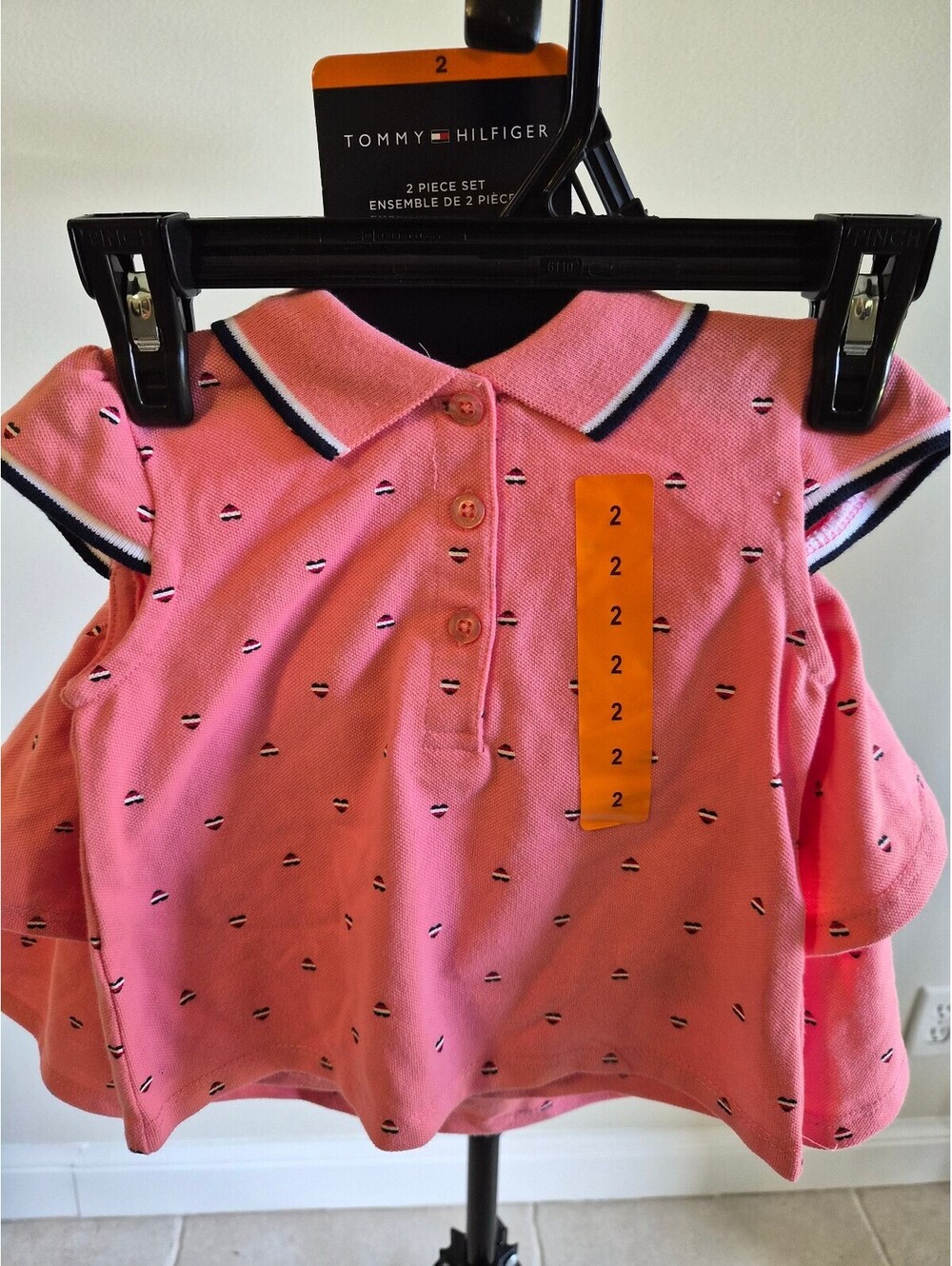 Tommy Hilfiger Toddler Girls 2-Piece Pink Polo Shirt and Skirt Set Size 2 0148